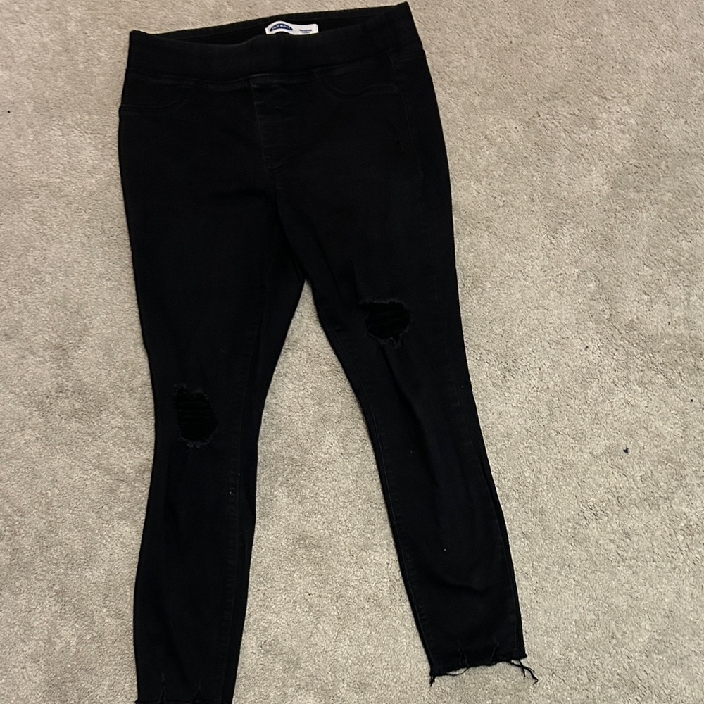 Old Navy Black Distressed Skinny Jeans